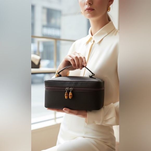 Gucci Handbags - Gucci Bamboo Nylon and Leather Vanity Bag